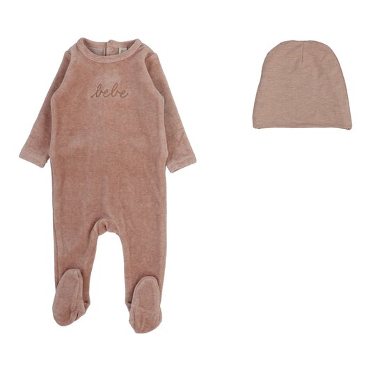 Lilette Velour Bebe Footie+ Hat-Heather Pink