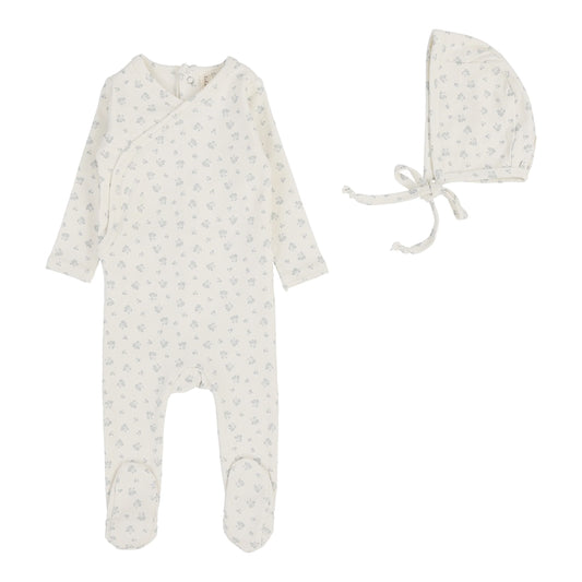 Lilette Bud Footie+Hat-Cream/Blue