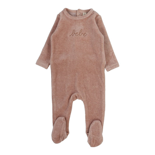 Lilette Velour Bebe Footie-Heather Pink