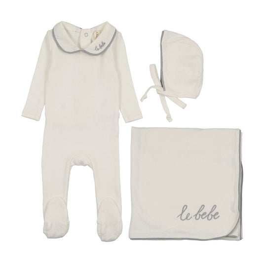 Lilette Le Bebe Pointelle Layette Set - Cream/Blue