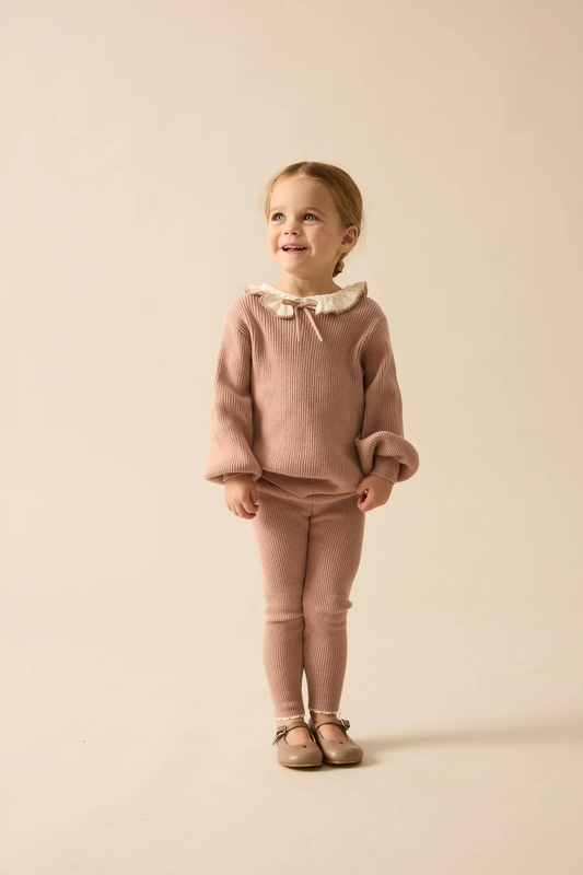 Lil Legs Ruffle Collar Knit Toddler Set -  Dried Rose