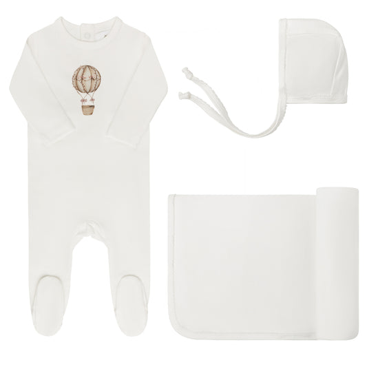 Aurora French Terry Hot Air Balloon Collection Take Me Home Set-Ivory/Pink