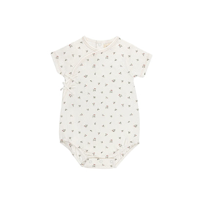 Ely's and Co Floral Pointelle Collection Romper- Ivory Pink