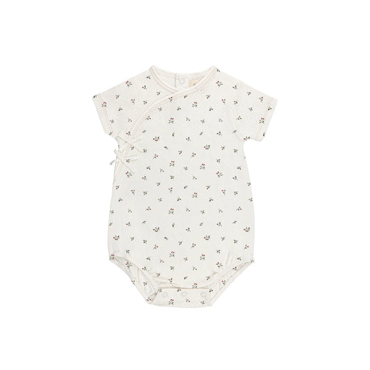 Ely's and Co Floral Pointelle Collection Romper- Ivory Pink