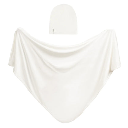 Ely's and Co Modal Swaddle + Beanie Set in Gift Box - Ivory