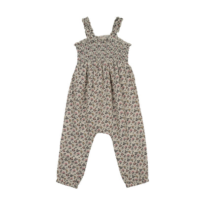 Lil Legs Smocked Bubble Romper-Multi Botanical