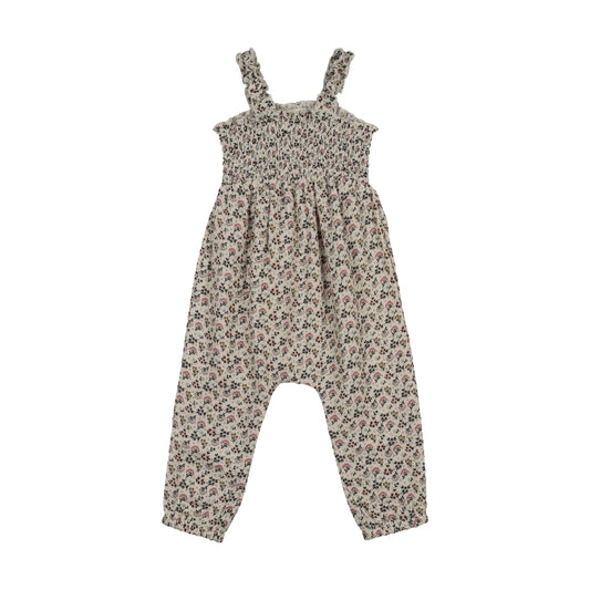 Lil Legs Smocked Bubble Romper-Multi Botanical
