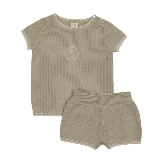 Lil Legs Boys Knit Emblem Set- Shrub Green