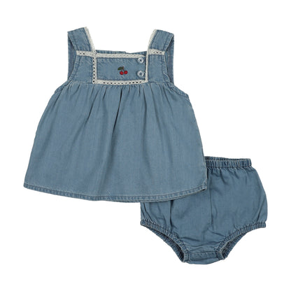 Lil Legs Denim Capsule Toddler Girls Set- Blue Tencel
