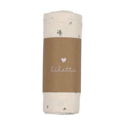 Lilette Rosebud Muslin Swaddle-Cream/Blue