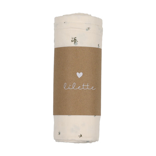 Lilette Rosebud Muslin Swaddle-Cream/Blue