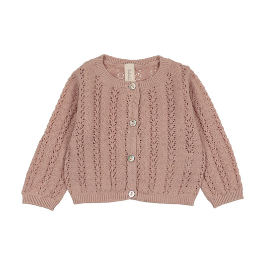 Lilette Crochet Knit Shrug- Dusty Pink