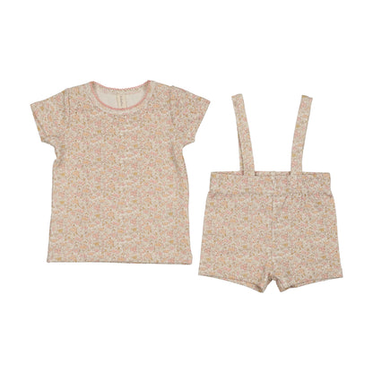 Lilette Liberty Floral Short Sleeve Set- Cream/Pink