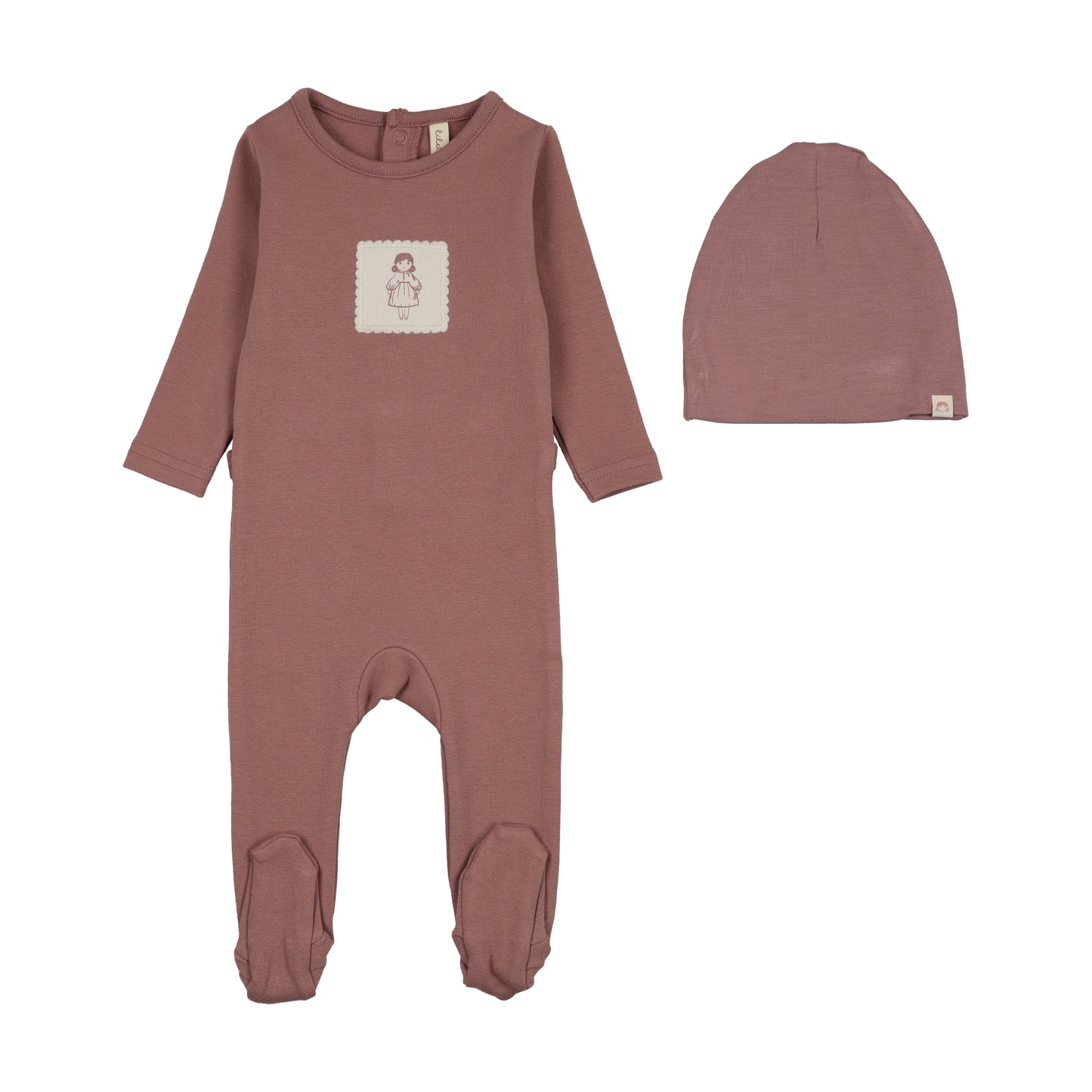 Lilette Graphic Tag Footie Set- Mauve