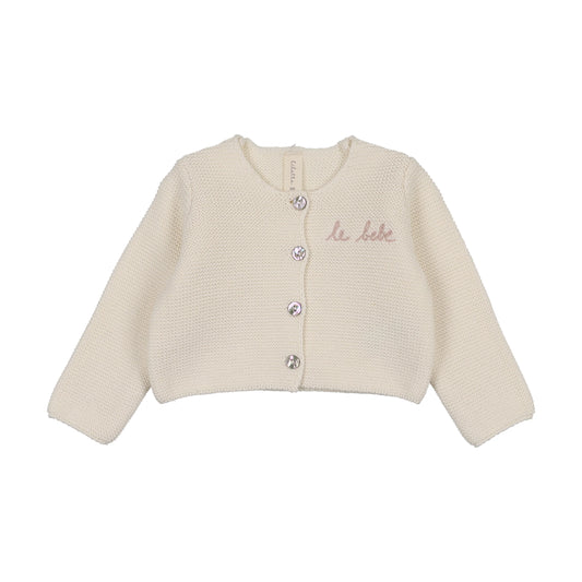 Lilette Le Bebe Knit Cardigan - Cream/Pink