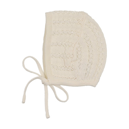Lilette Crochet Knit Bonnet-Cream