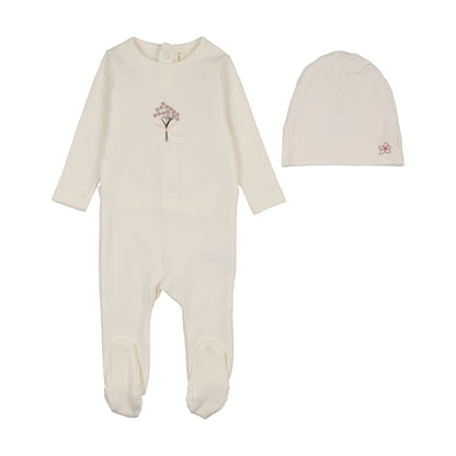 Lilette Bouquet Graphic Footie Set-Cream