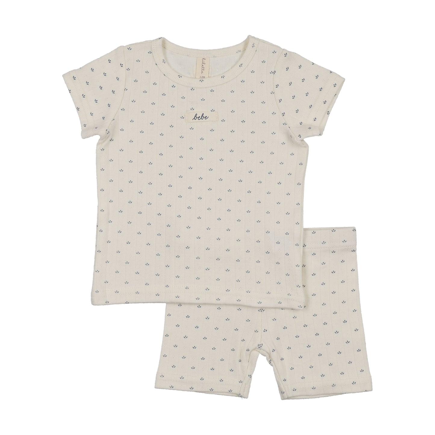 Lilette Floret Print Short Sleeve Lounge Set- Ceam/Blue