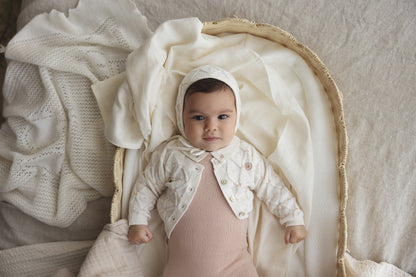 Lilette Sweetheart Knit Cardigan Set - Cream/Dusty Pink
