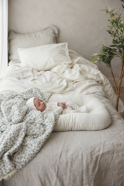 Lilette Floret Print Layette Set-Cream/Blue