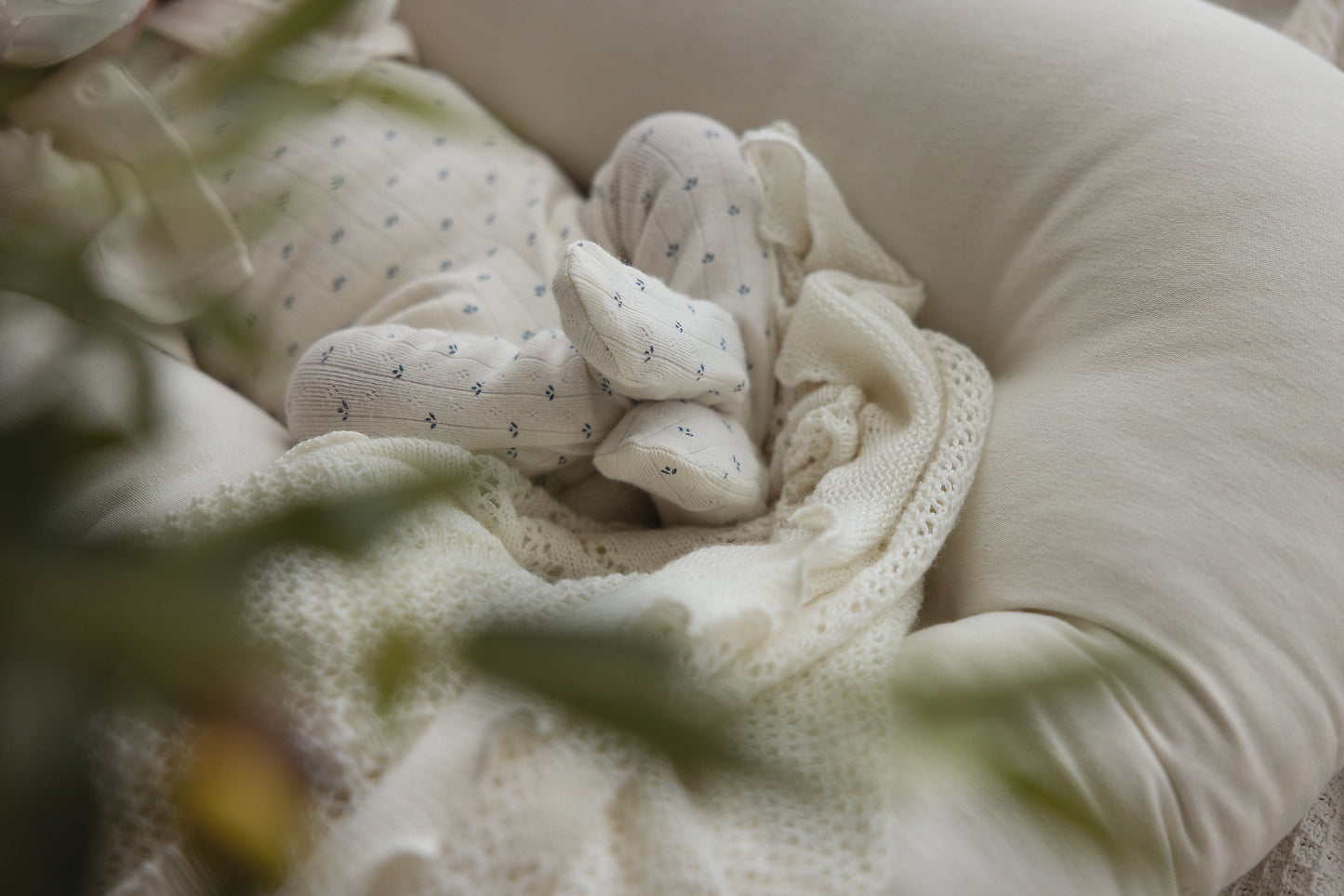 Lilette Floret Print Layette Set-Cream/Blue