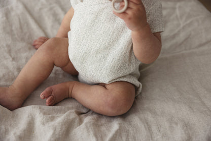 Lilette Leaf Trail Romper- Cream/Blue