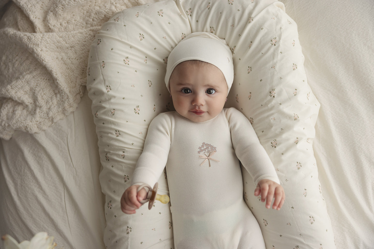 Lilette Bouquet Graphic Footie Set-Cream