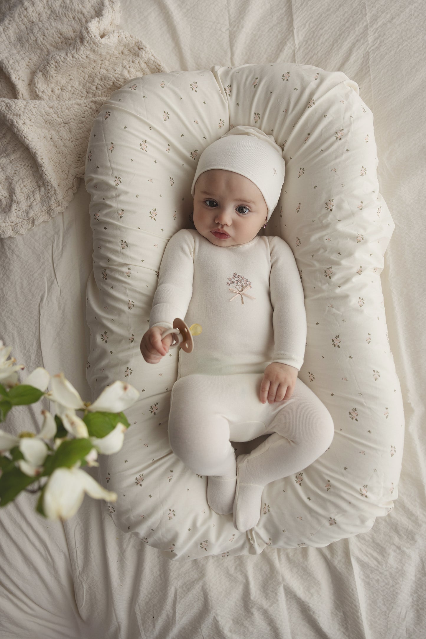 Lilette Bouquet Graphic Footie Set-Cream