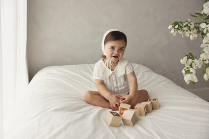 Lilette Crochet Knit Girl's Romper- Cream