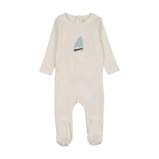 Lilette Nautical Graphic Footie -Cream
