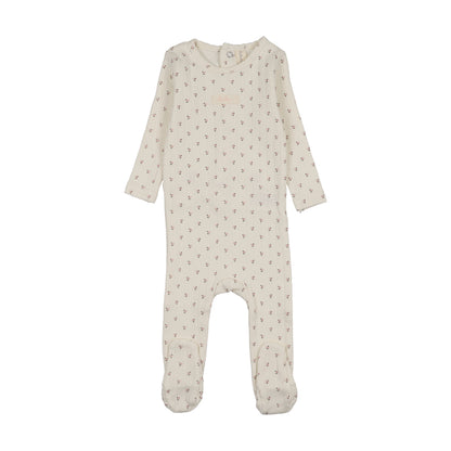 Lilette Floret Print Footie-Cream/Pink