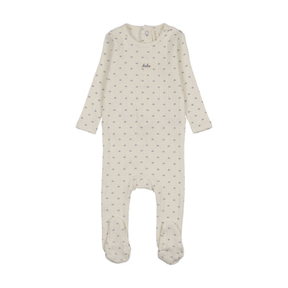 Lilette Floret Print Footie-Cream/Blue