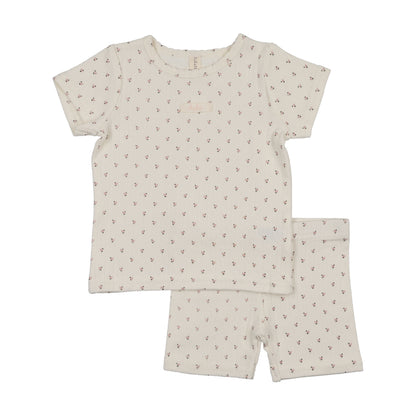 Lilette Floret Print Short Sleeve Lounge Set- Ceam/Pink