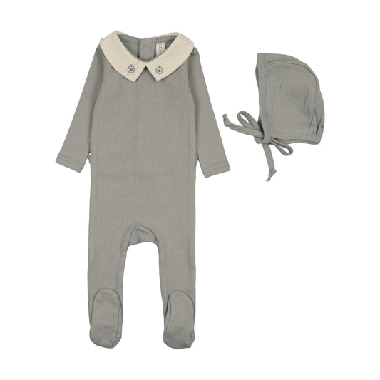 Lilette Sweetheart Collar Footie Set-Light Blue