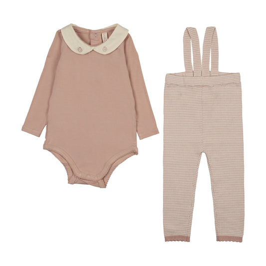 Lilette Two Tone Knit Suspender Set Long - Dusty Pink