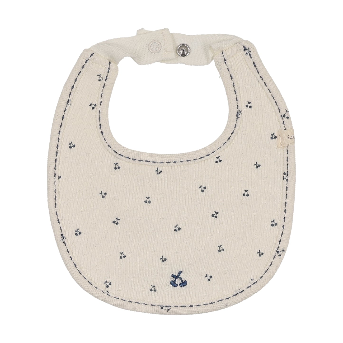 Lilette Cherry Pointelle Bib- Cream/Blue