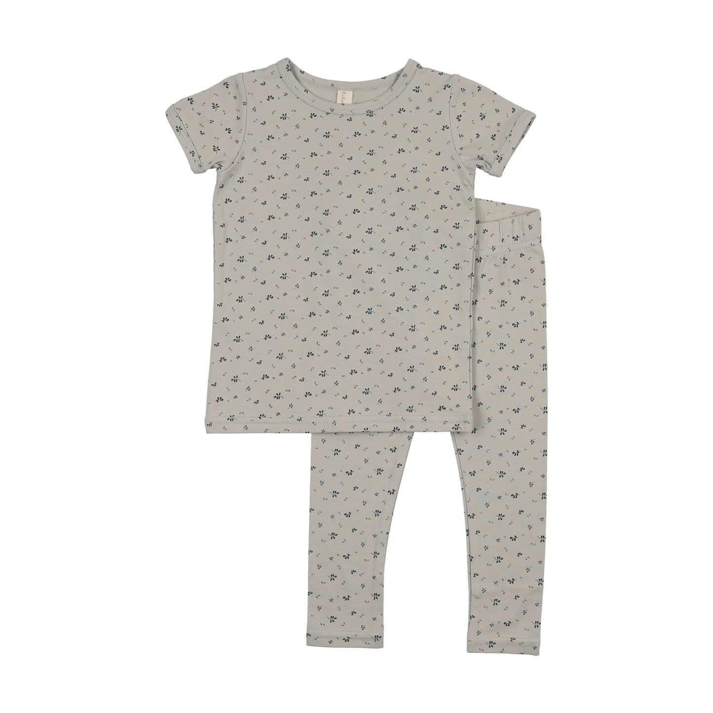 Lilette Printed Short Sleeve Legging Set- Pale Blue