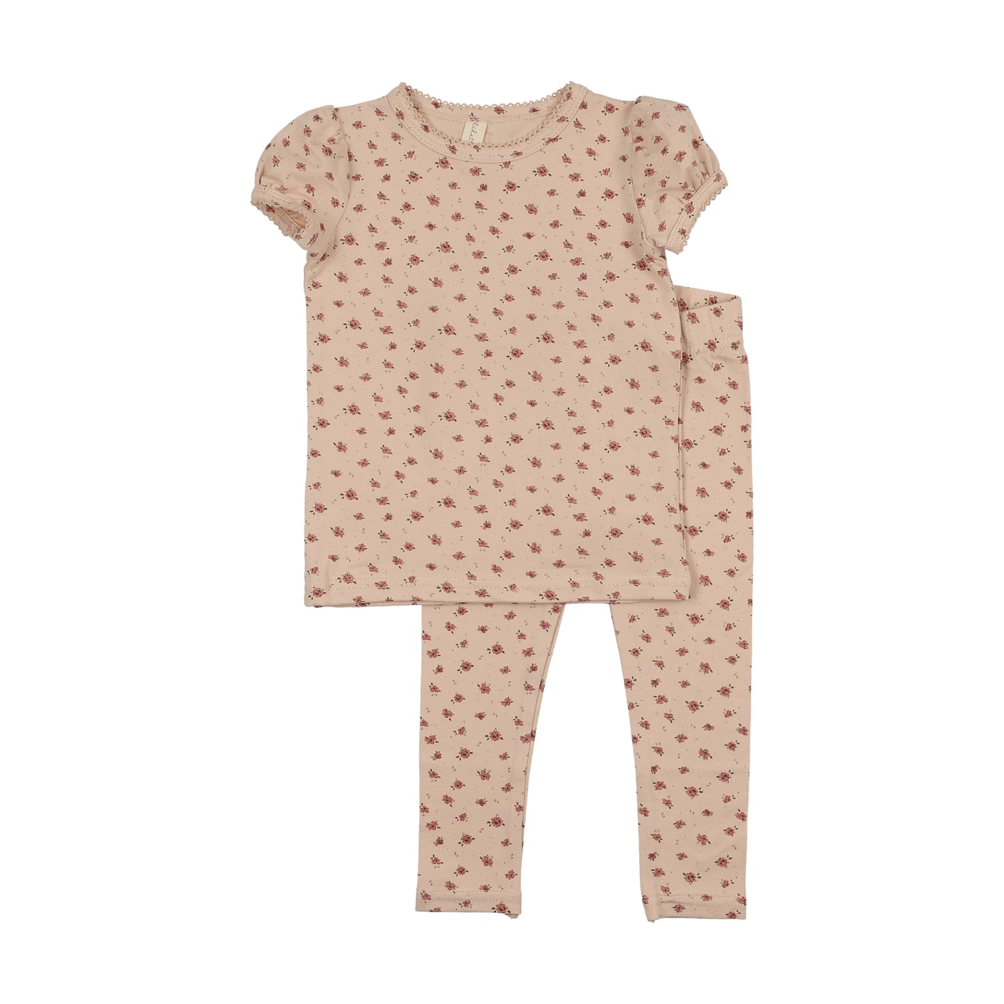 Lilette Printed Short Sleeve Legging Set- Petal
