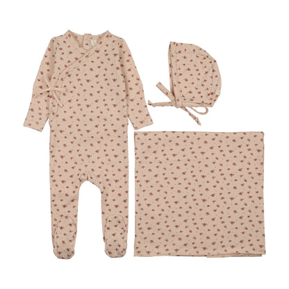 Lilette Printed Wrapover Layette Set- Petal