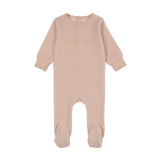 Lil Legs Velour Stripe Footie - Pink Stripe