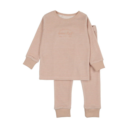 Lil Legs Velour Lounge Set -  Pink Stripe