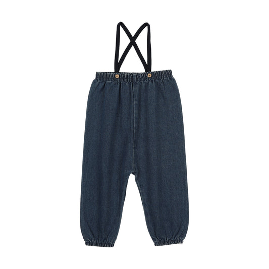 Lil Legs Knit Strap Bubble Suspender - Blue Denim