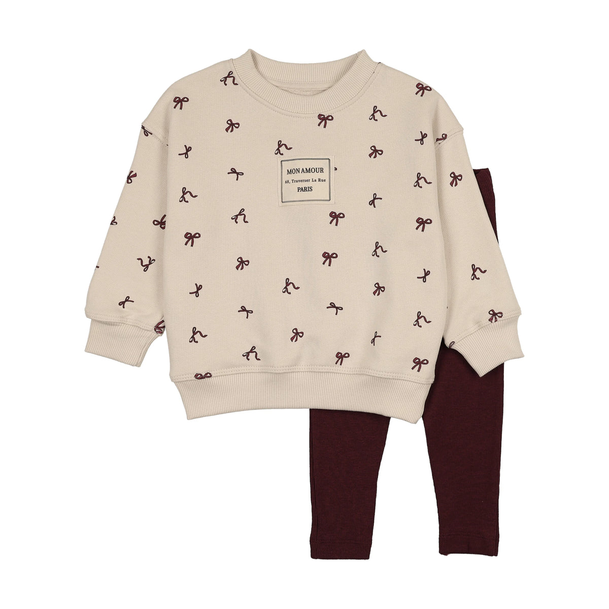 Lil Legs Bow Sweatshirt Set -  Bow Print
