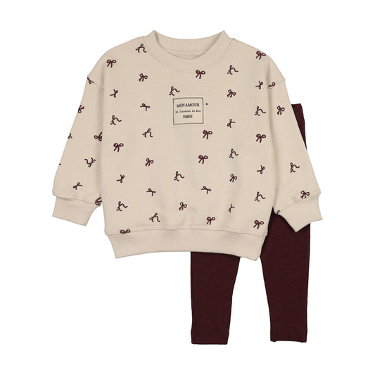 Lil Legs Bow Sweatshirt Set -  Bow Print