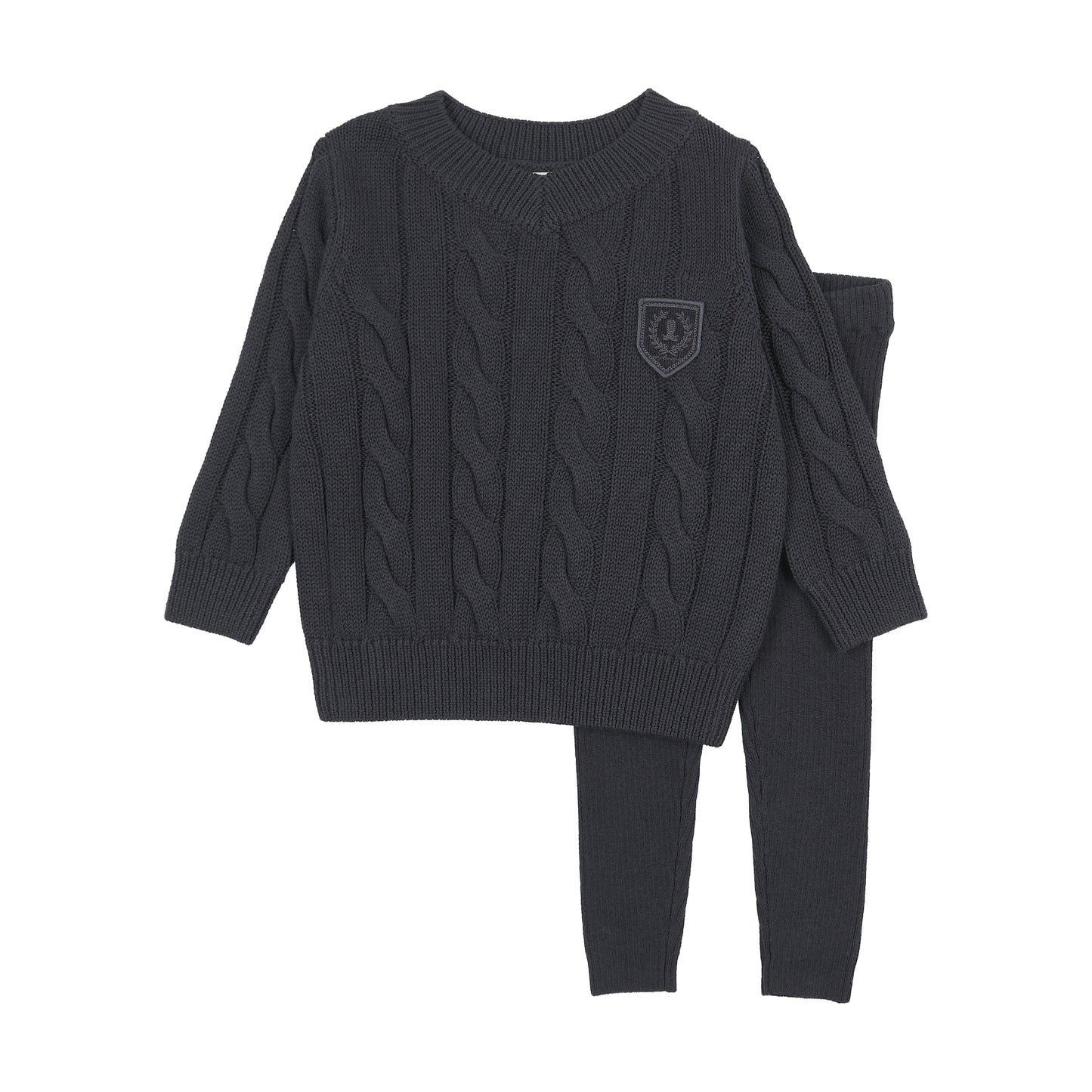 Lil Legs Chunky Cable Knit Toddler Set -Navy