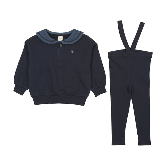 Lil Legs Sweet Campaign Toddler Sailor Collar Set - Boy - Navy