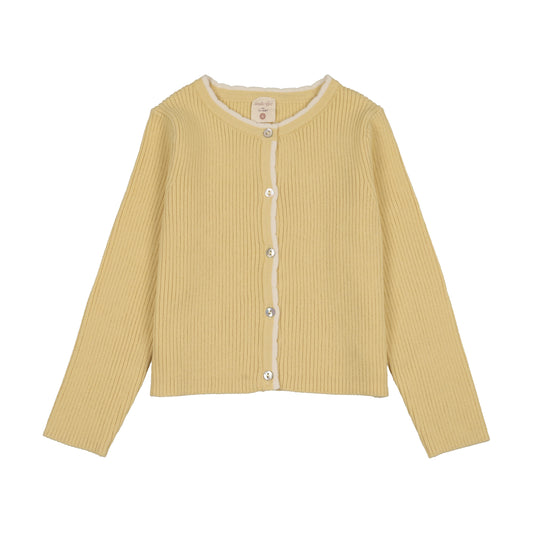 Lil Legs Scallop Rib Cardigan- Yellow