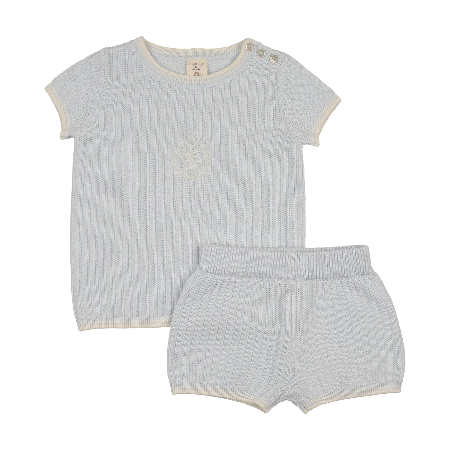 Lil Legs Boys Knit Emblem Set- Clear Blue