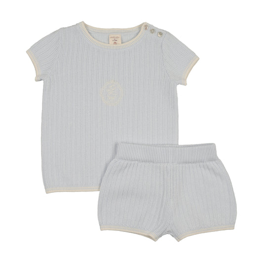 Lil Legs Boys Knit Emblem Set- Clear Blue