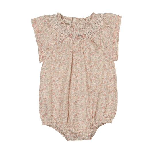 Lil Legs Sunny Blossoms Flutter Romper- Bud Pink